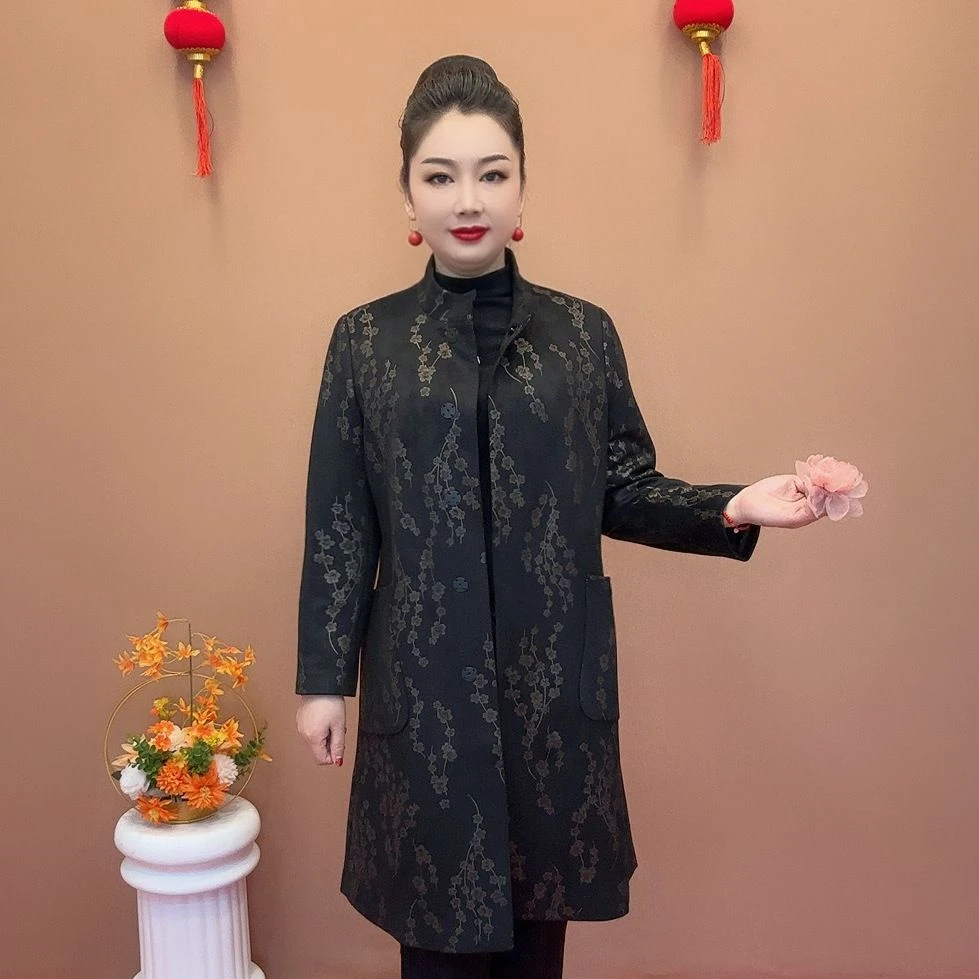 时尚洋气2025春秋新款妈妈款时尚新选择优雅中长款外套