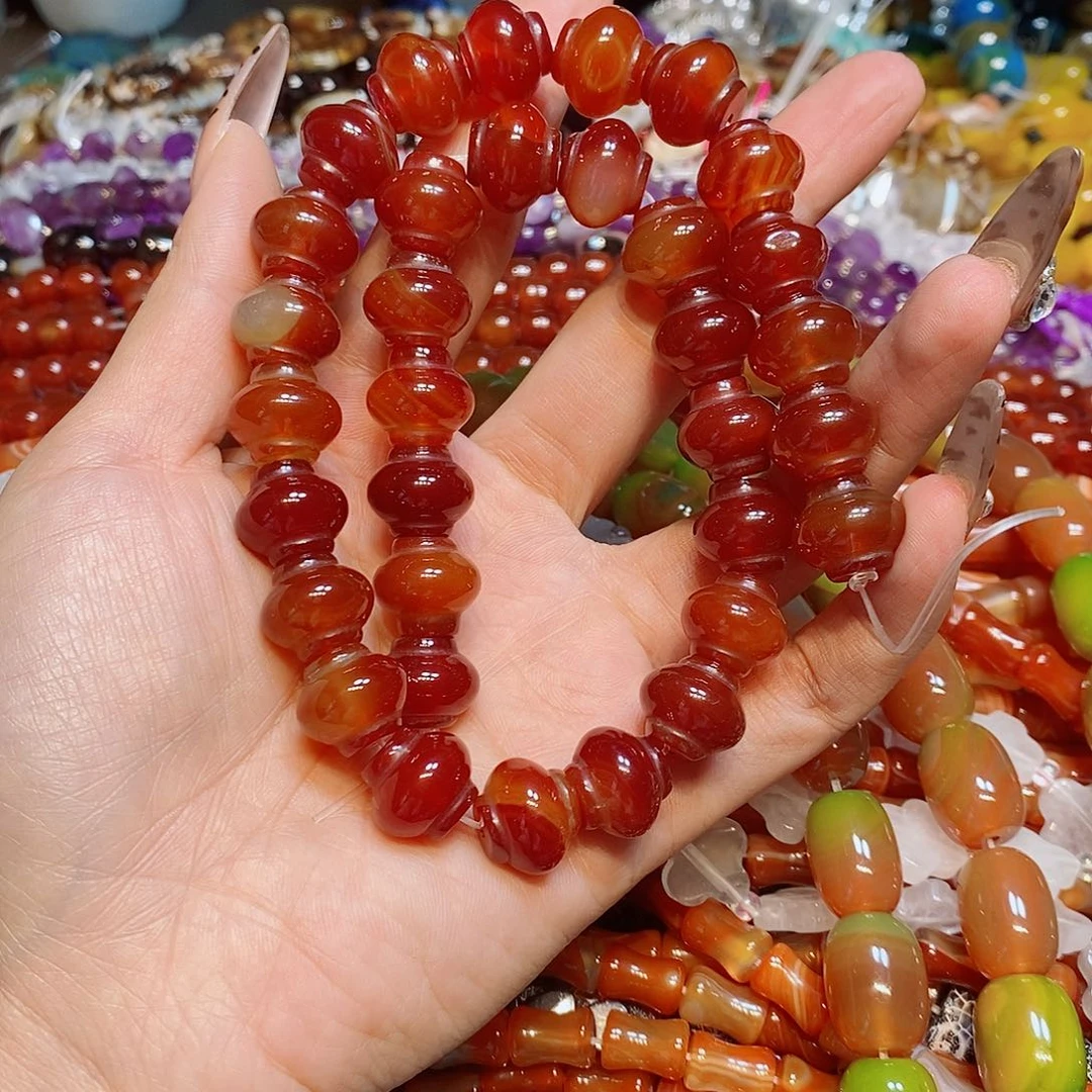 玛瑙/玉髓散珠红玛瑙灯笼14mm一条
