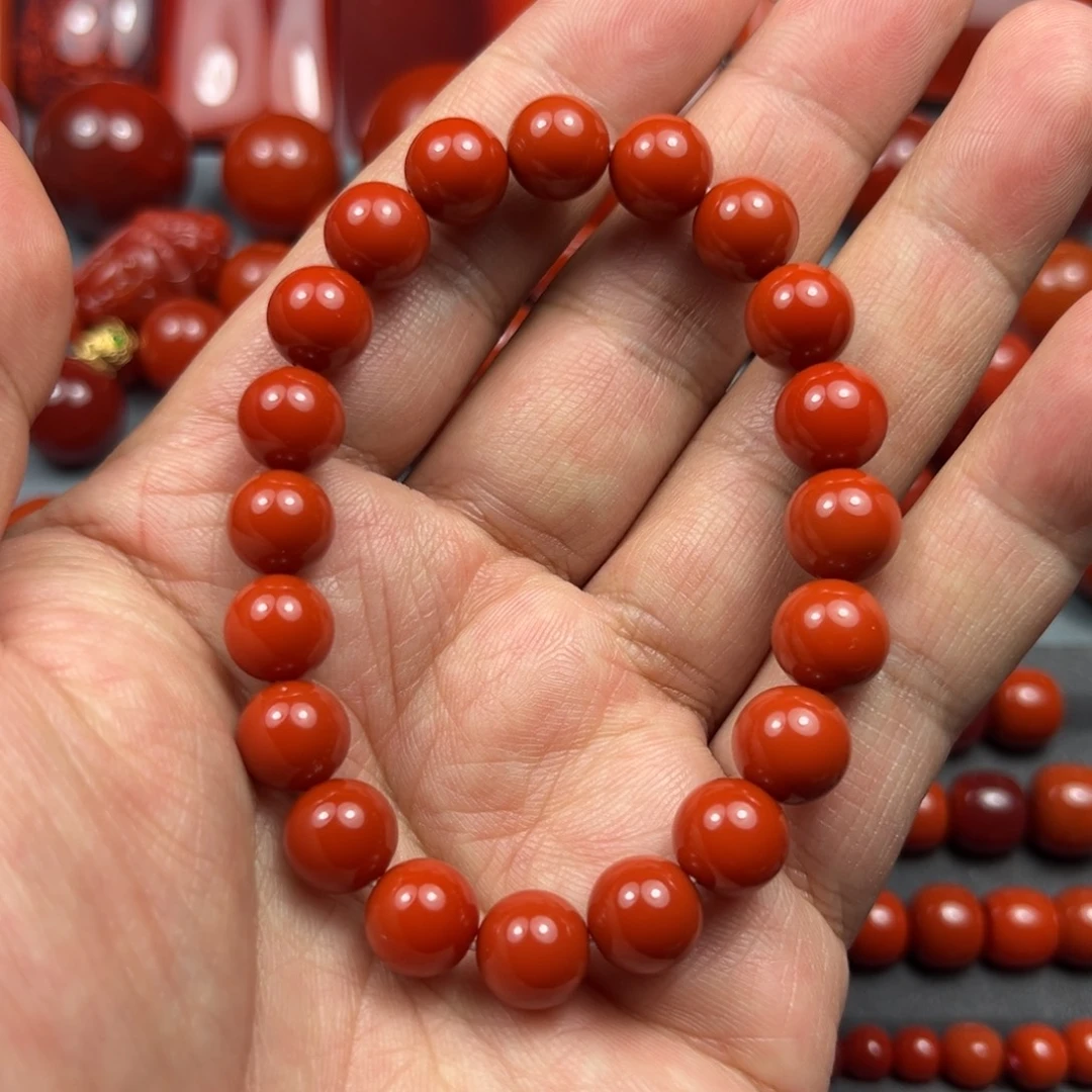 南红玛瑙未镶嵌珠宝奇石尺寸9+柿子锦红