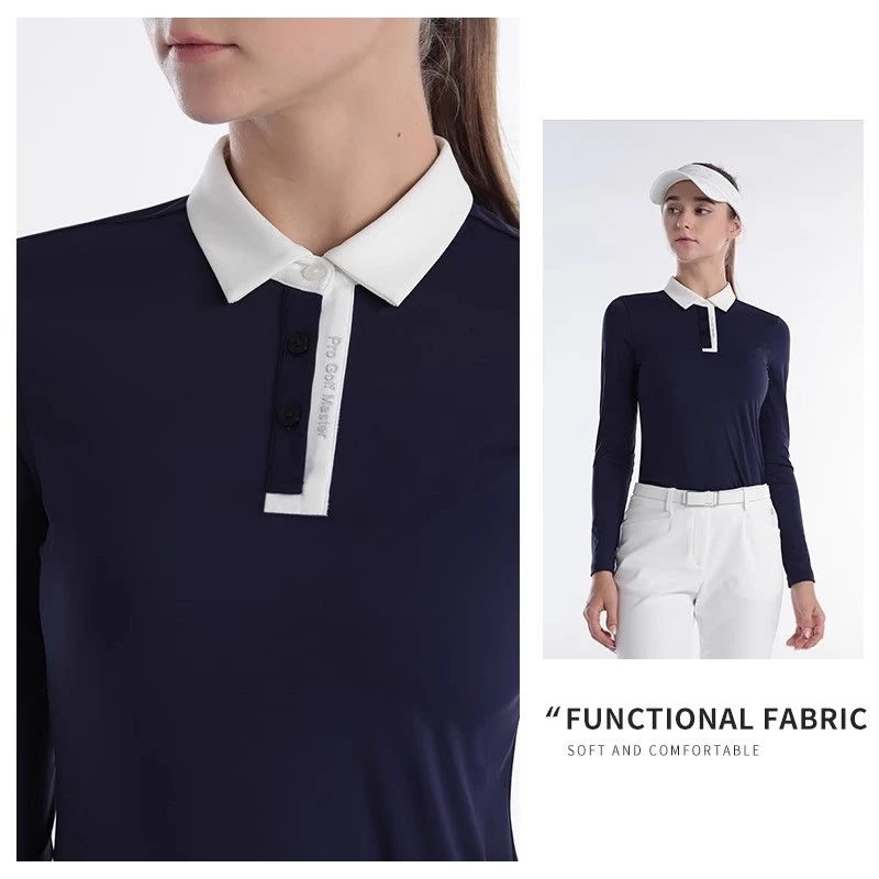 （累计热销4332.23万元）PGM女士春秋长袖T恤幻彩LOGO运动面料YF615