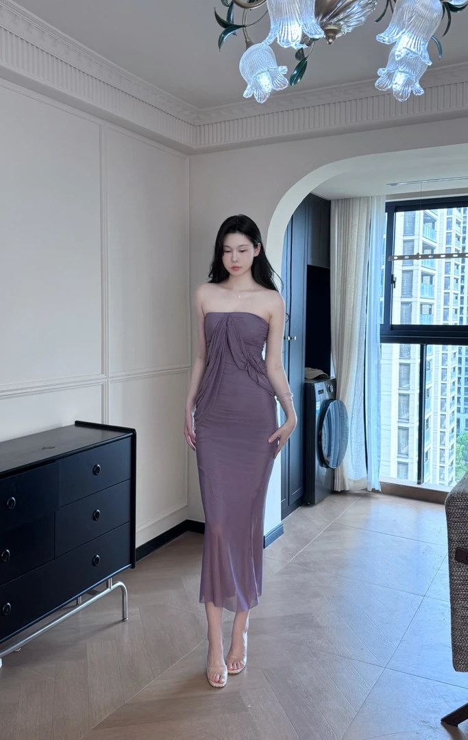 A14高级感法式抹胸显瘦连衣裙女夏季新款御姐名媛气质包臀裙潮