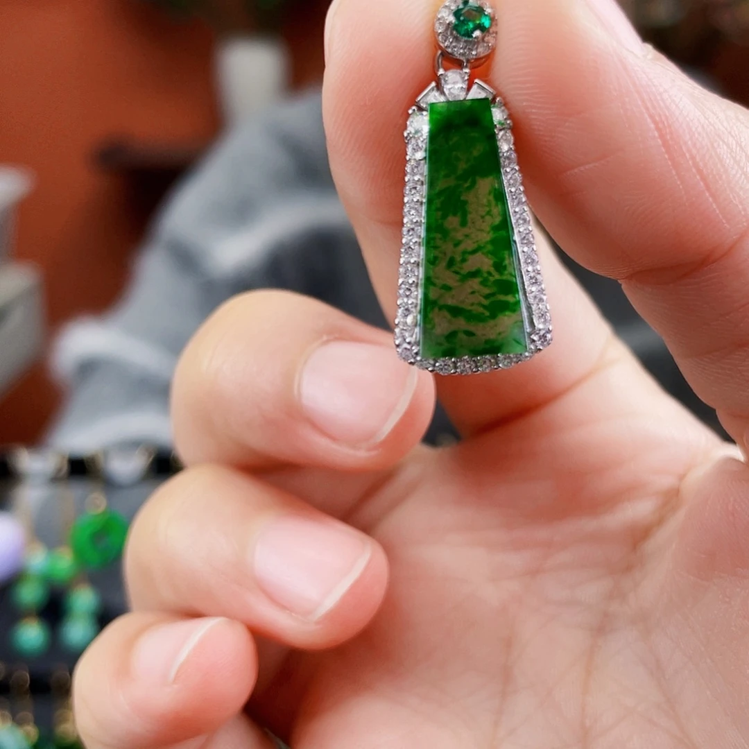 翡翠银S925镶嵌耳饰