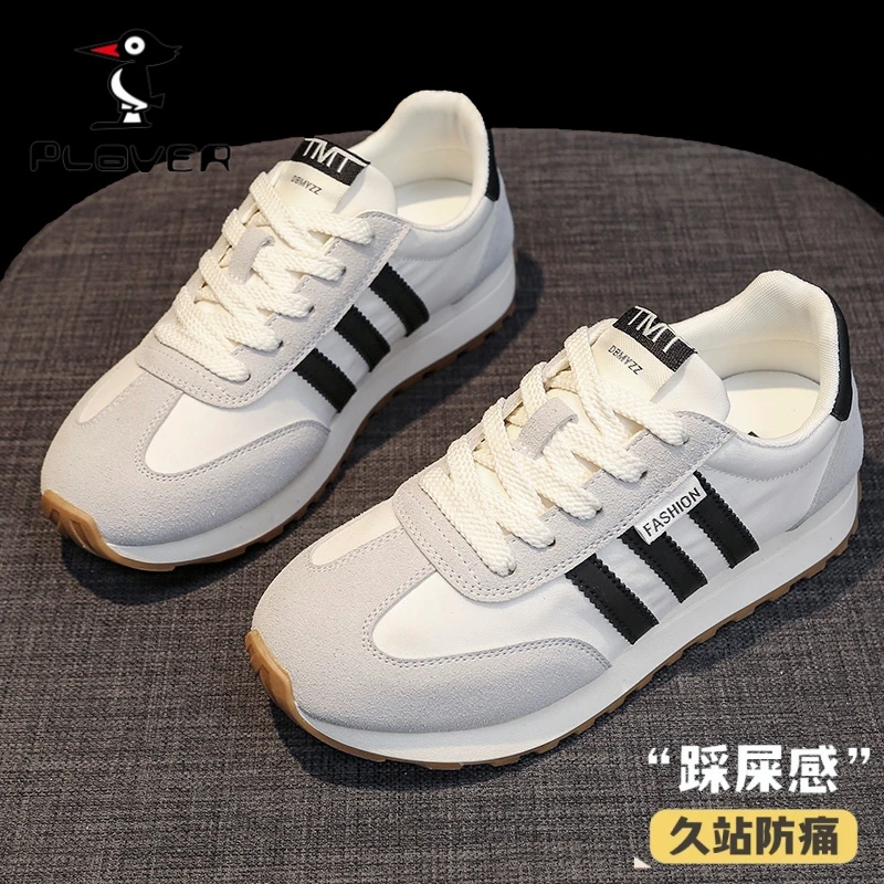 PLOVER经典阿甘鞋女2025新款复古平底透气老爹鞋减震户外运动鞋