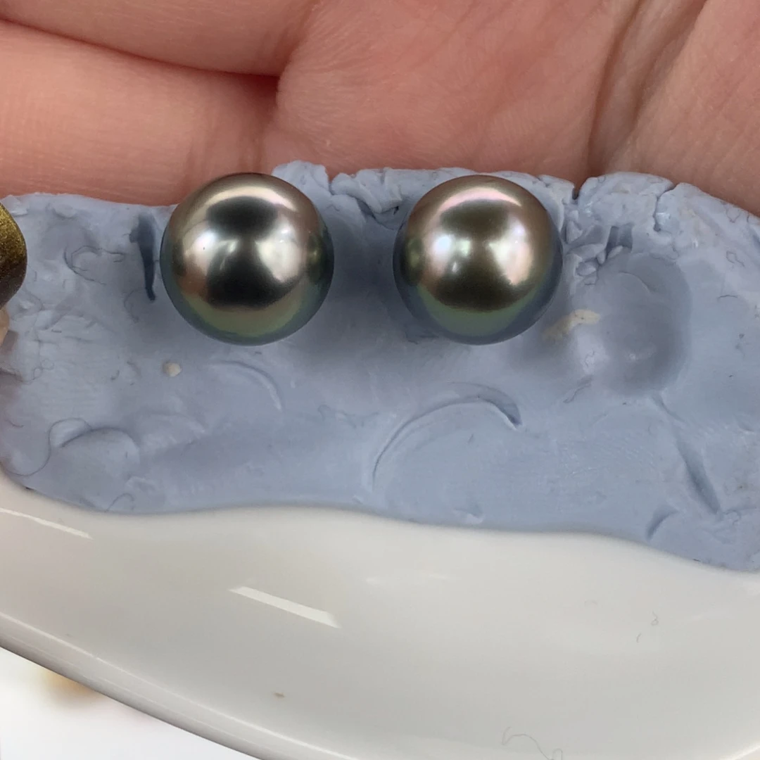 定制海水珍珠未镶嵌裸珠孔雀绿11-12（适合素钉）