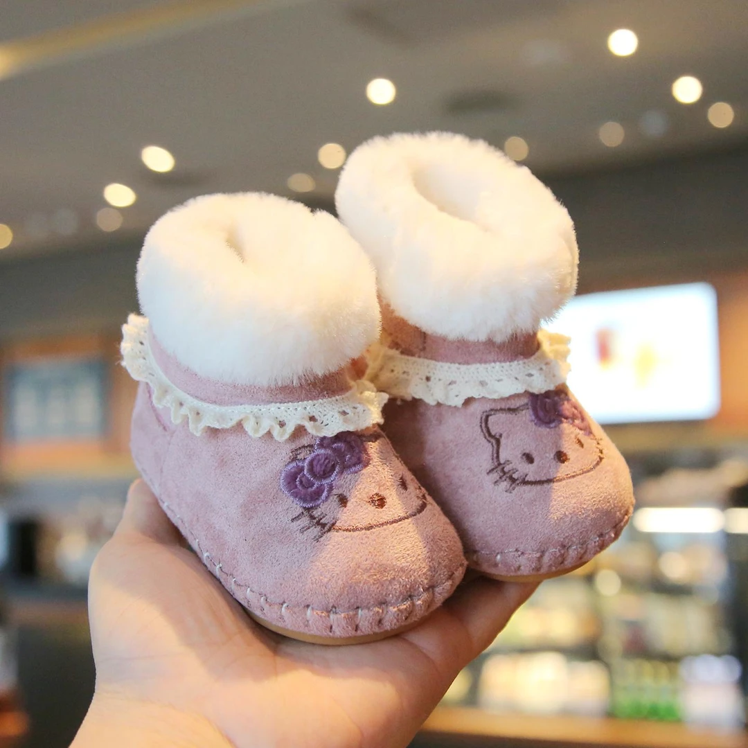 冬季加绒勃肯0-2岁婴幼儿男女宝宝防滑软底加绒保暖百搭学步鞋