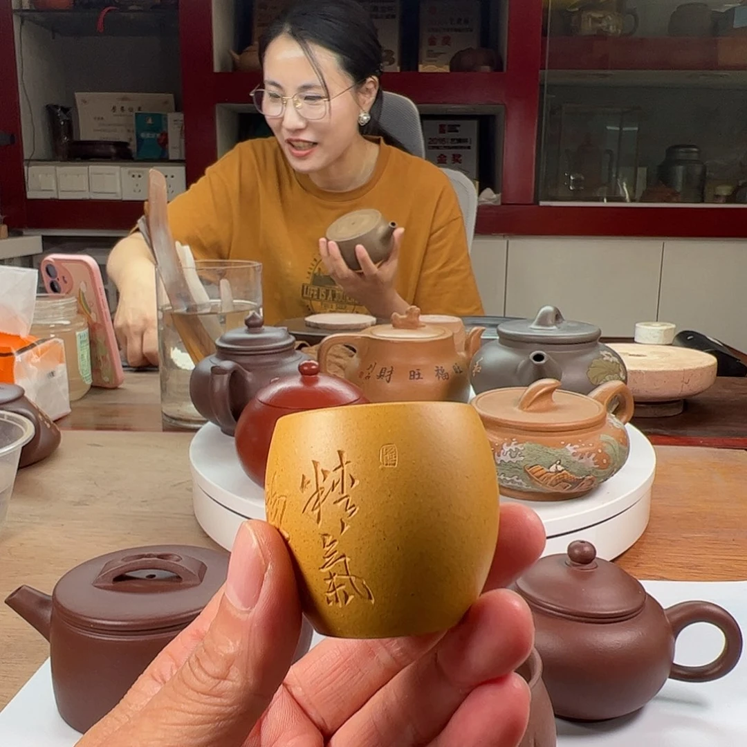 茶杯紫砂千****储国琴紫砂艺术半手主人杯