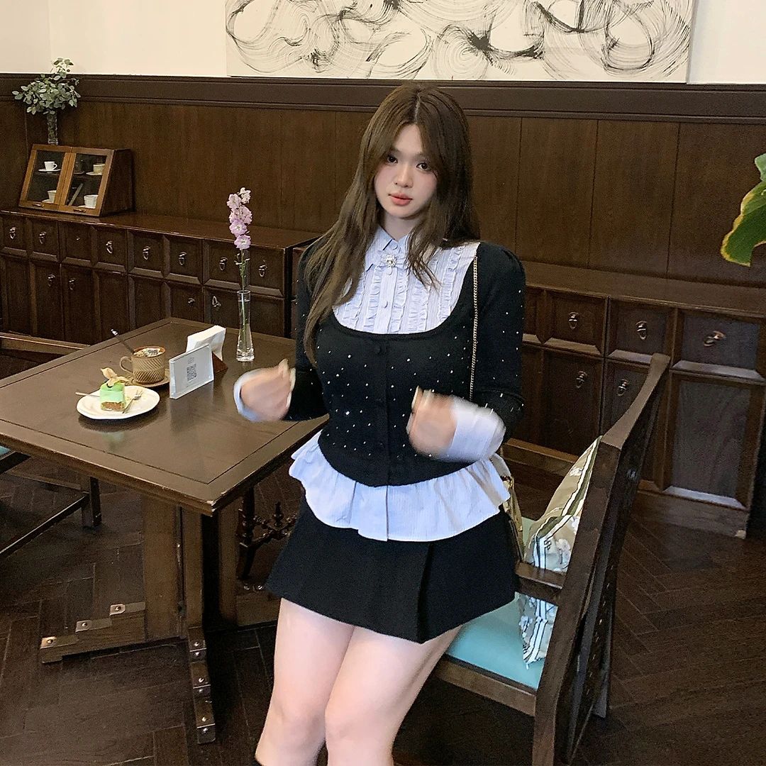 Yellowmoon微胖定制【复古戏码】斜纹呢子a字短裤裙学院风DM1188