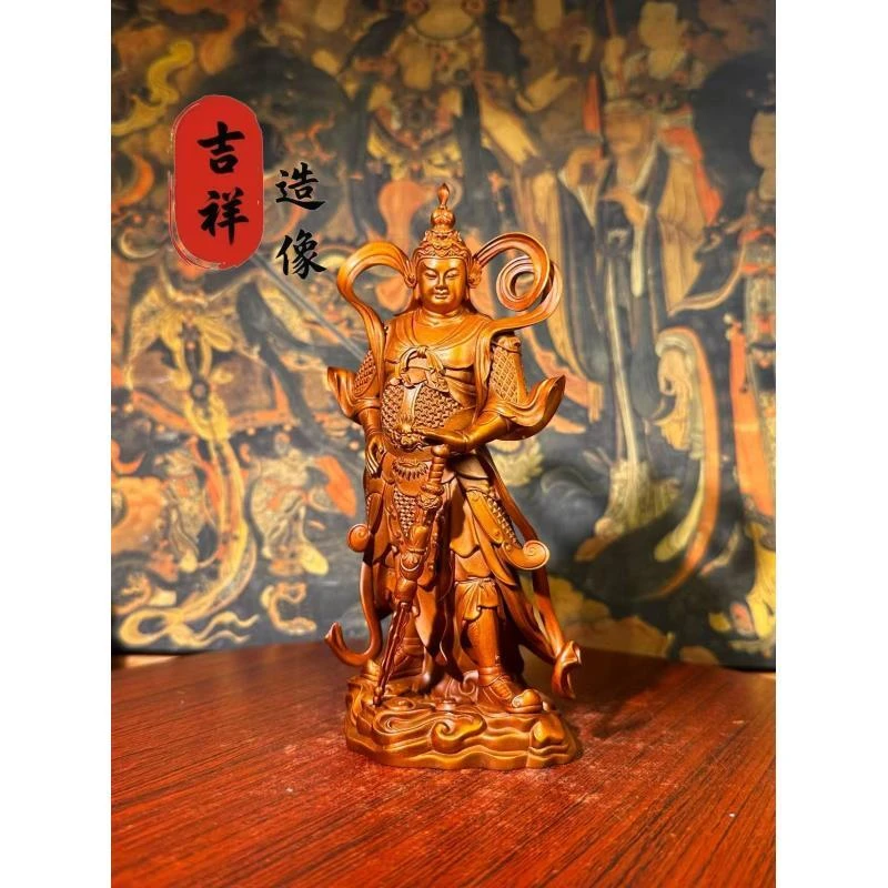 古铜色紫铜纯手工《韦陀》家用佛堂玄关佛像摆件