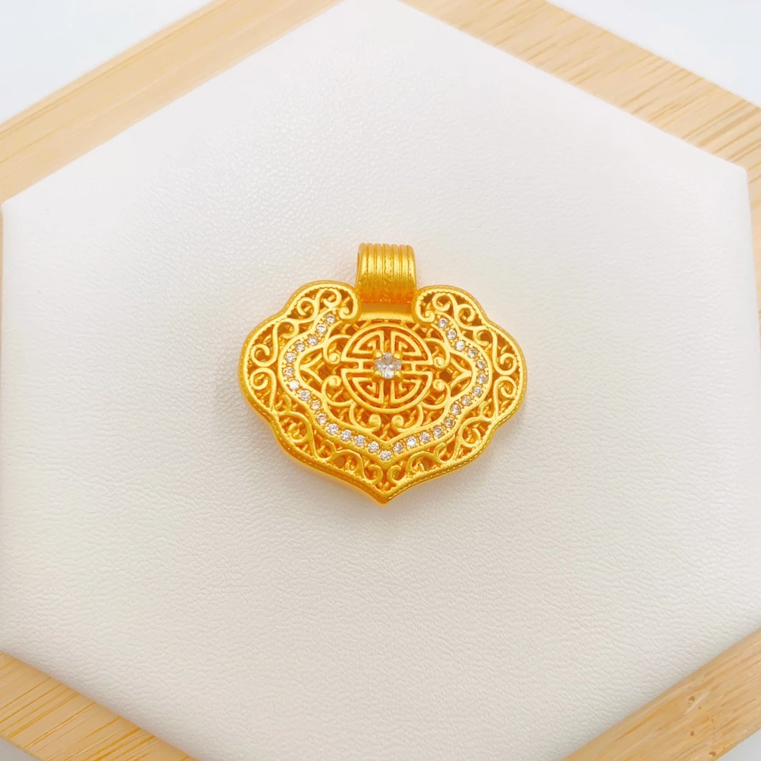 合金吊坠 铜合金吊坠 新款精工花丝如意锁  包链条项链素款祥云锁