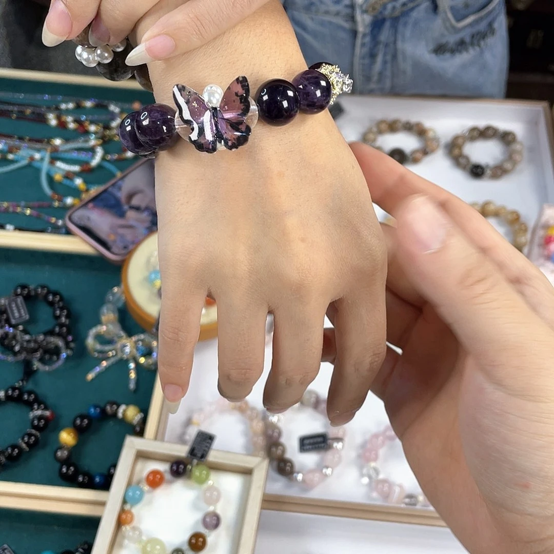 水晶手链银S925镀金镶嵌