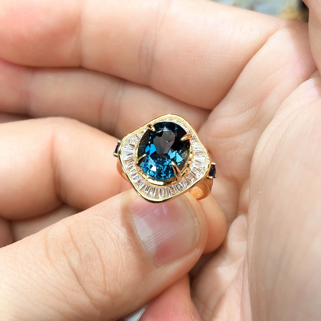 戒指银S925镶嵌托帕石