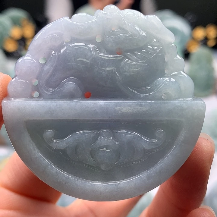 翡翠未镶嵌颈饰仿古貔貅两面工艺福利卡厚12