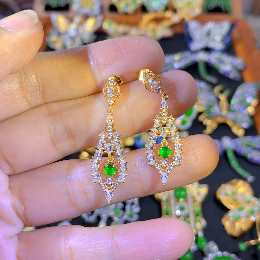 颈饰银S925镶嵌翡翠