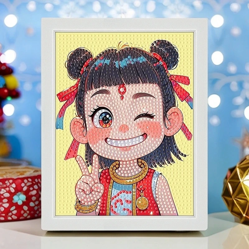 钻石画2025新款爆款卡通画儿童贴画带框十字绣挂墙礼物钻石画diy