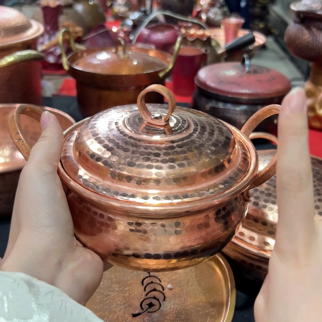 紫铜原色14cm小炖锅。