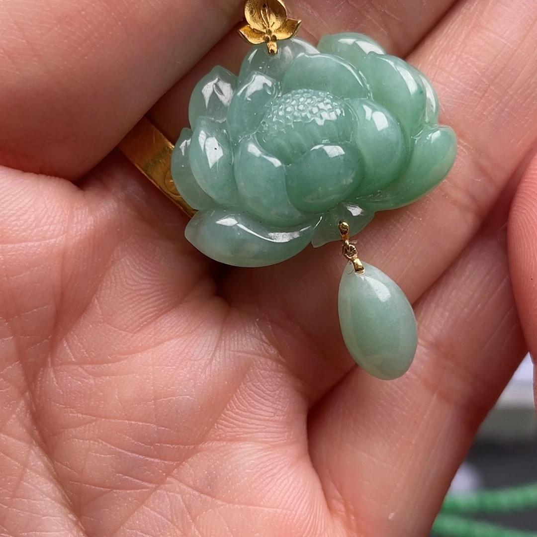 翡翠18K金镶嵌吊坠(不含链)