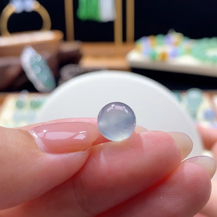 翡翠未镶嵌吊坠(不含链)冰蓝珠珠 9.4mm