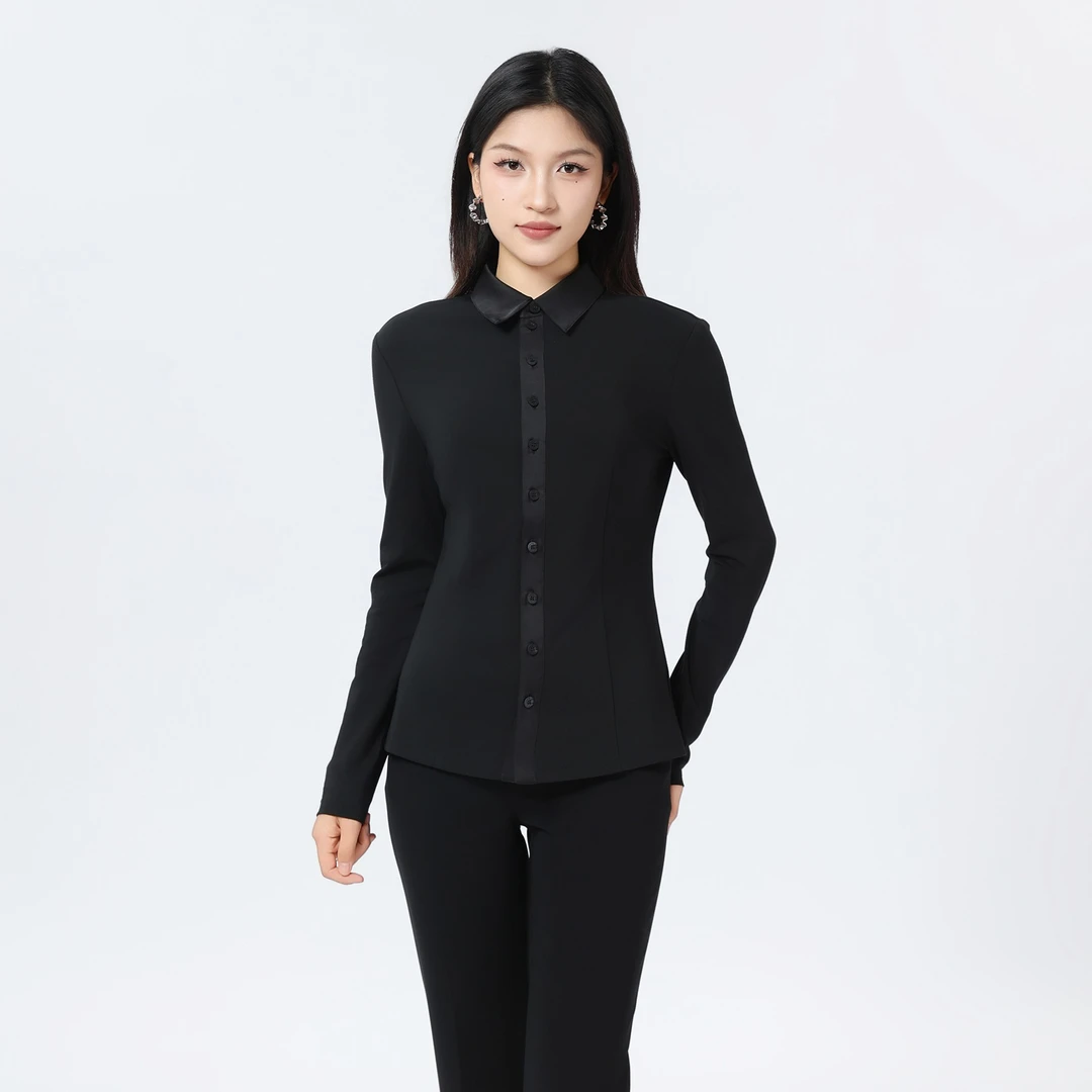 AMASS/阿玛施新款气质百搭衬衣极简风通勤高级感显瘦衬衫女530128