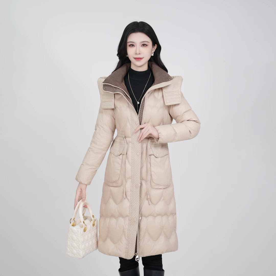 新国标90白鸭绒2025年冬季保暖加厚显瘦韩版百搭中长款羽绒服