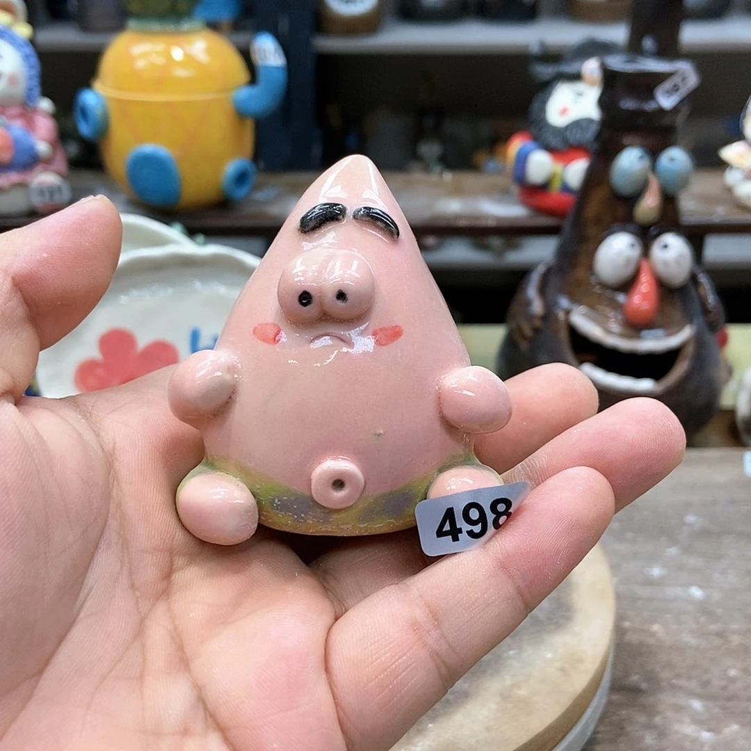 摆件直播间手工抽象陶瓷摆件498