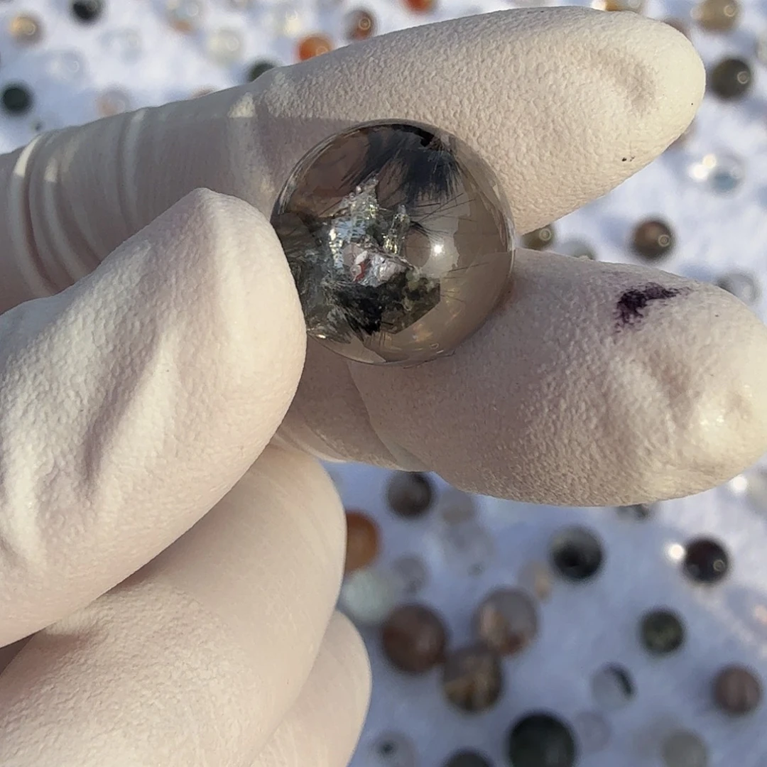 ****武珠宝半成品未镶嵌水晶矿12.9mm定制不退换