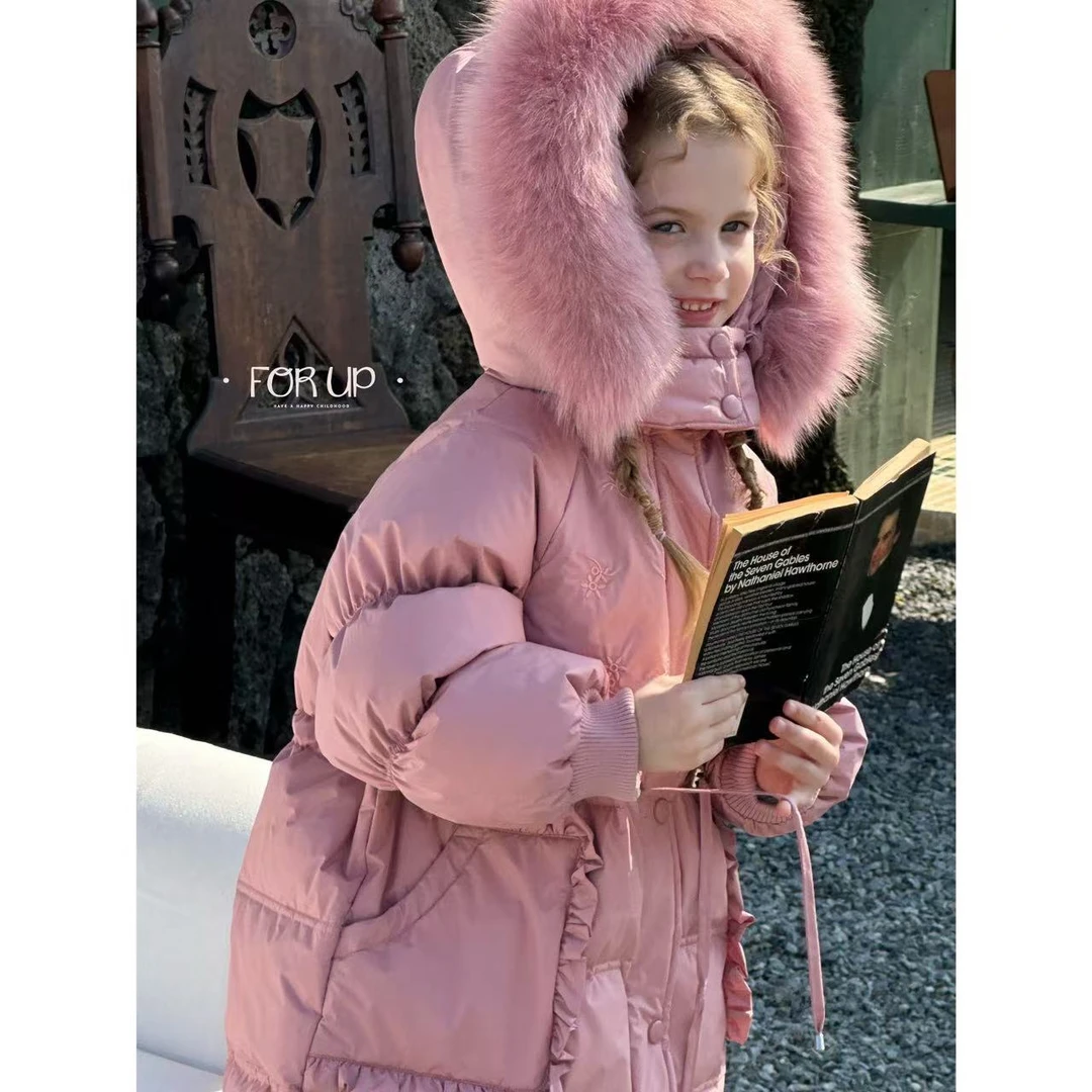 [FORUP现货]洛熙花朵冬季加厚刺绣毛领羽绒服244-FU-69016多色