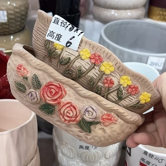 多肉绿植陶瓷花盆9.9包邮，有孔