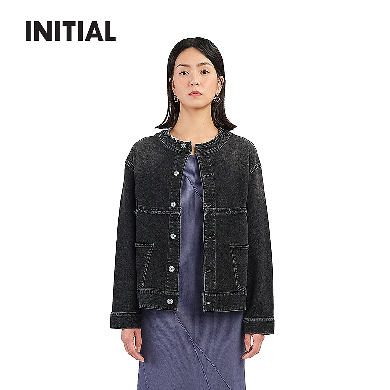 【商场同款新品】INITIAL25春季宽松休闲牛仔外套女25SJKFMCVV505