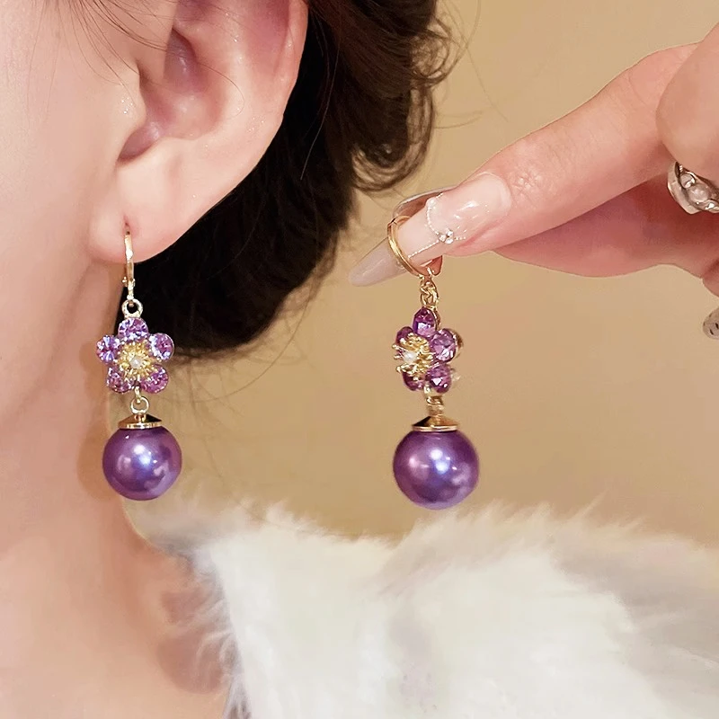 珍珠耳环女花朵气质高级感耳扣时尚养耳洞潮耳钉