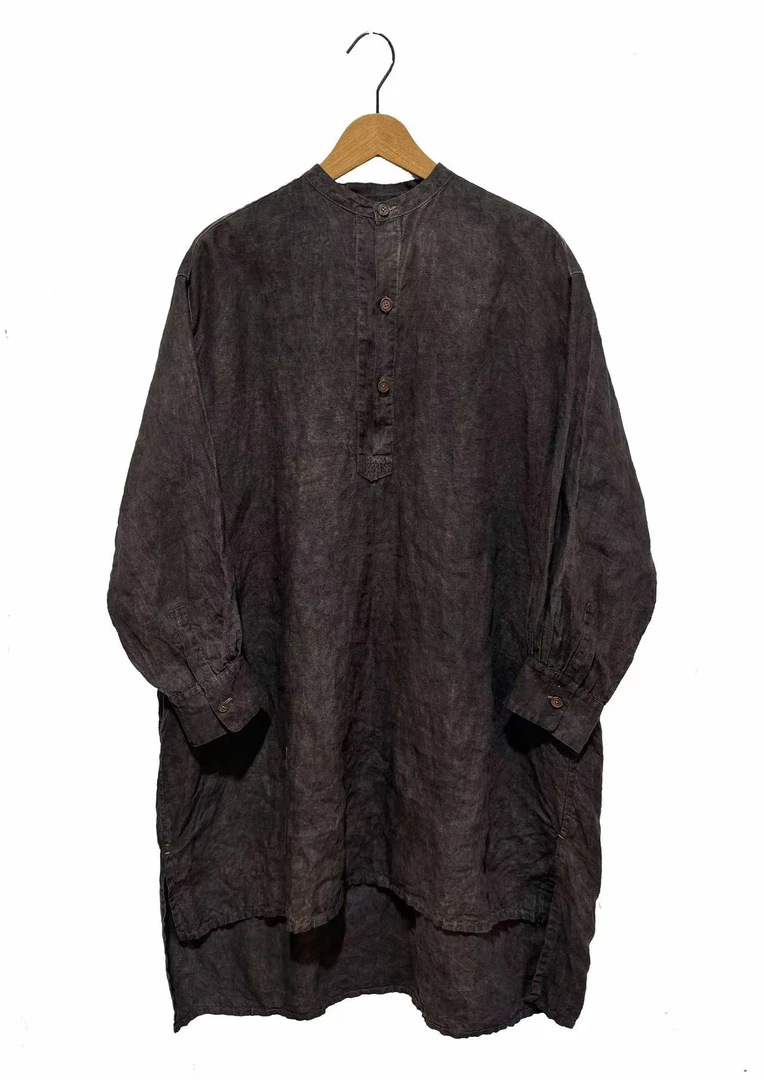 妝點家 左岸迷香  亚麻  连衣裙（柿子/红茶/板栗壳）Z25SS 5007