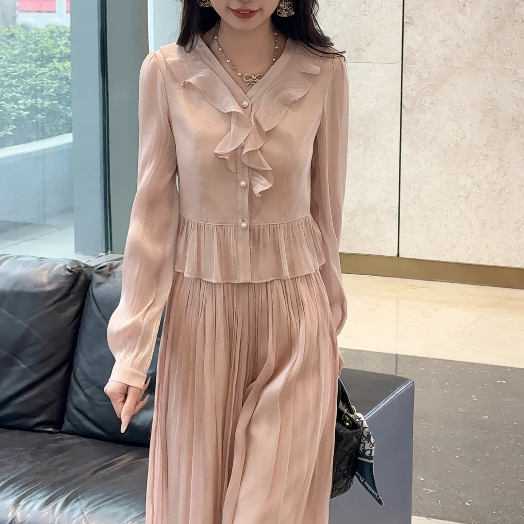 【琉璃金丝】裙裤+上衣两件套显高阔腿裤设计款纯手工衬衣春夏新款