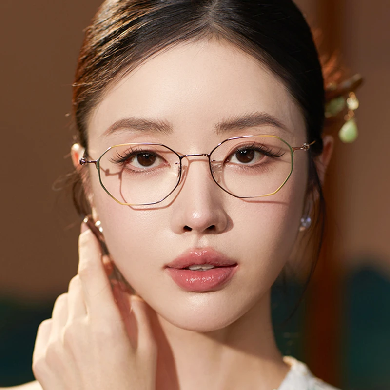 2025新款（月影）时尚近视眼镜女超轻多边形眼镜框配度数显脸小韩版