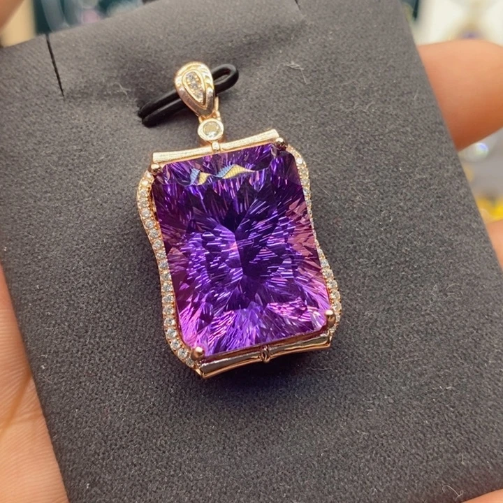 水晶颈饰银S925镶嵌孟****）天然水晶吊坠