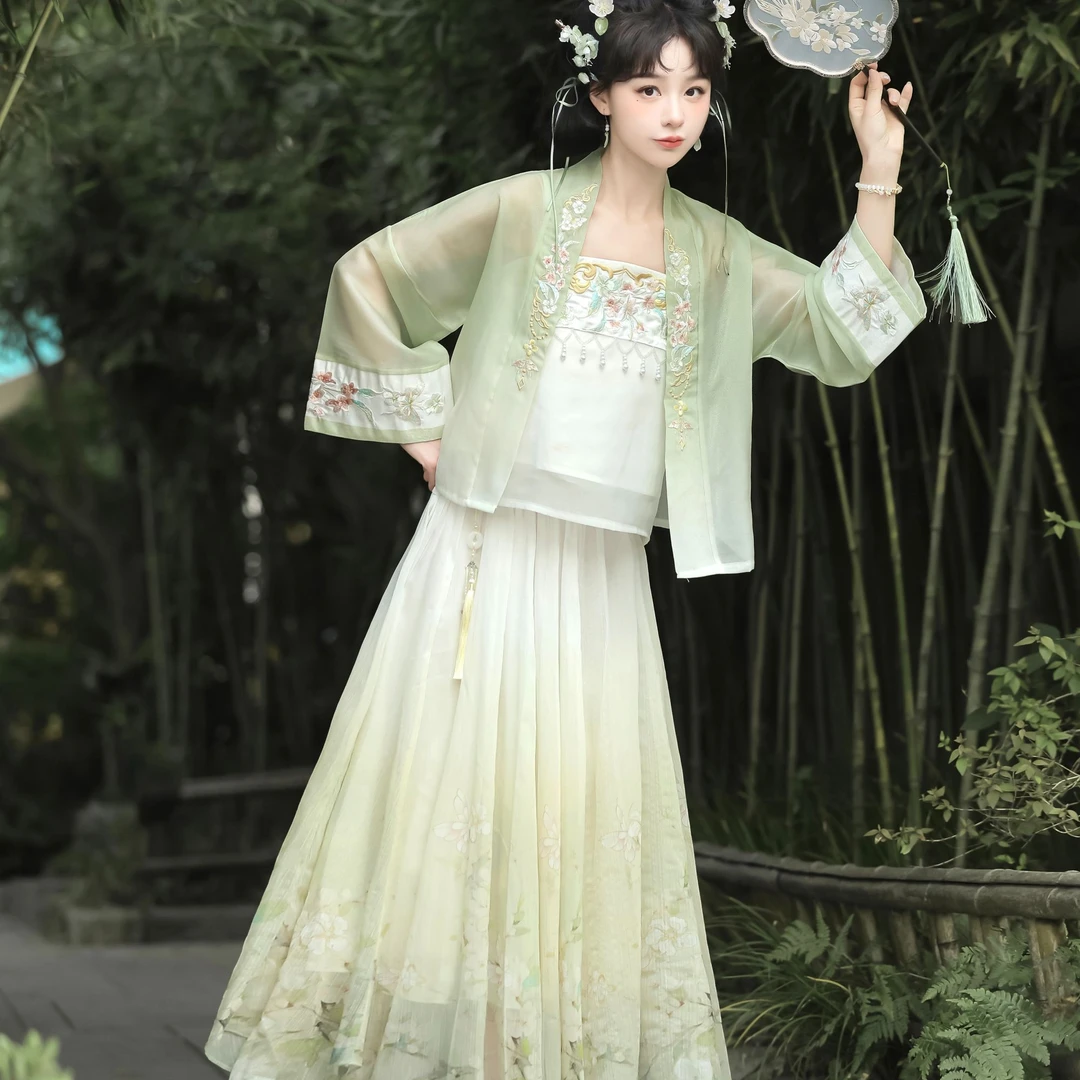九笙原创【夏至】宋制古风刺绣齐腰中国风明制夏季成人对襟汉服绣花