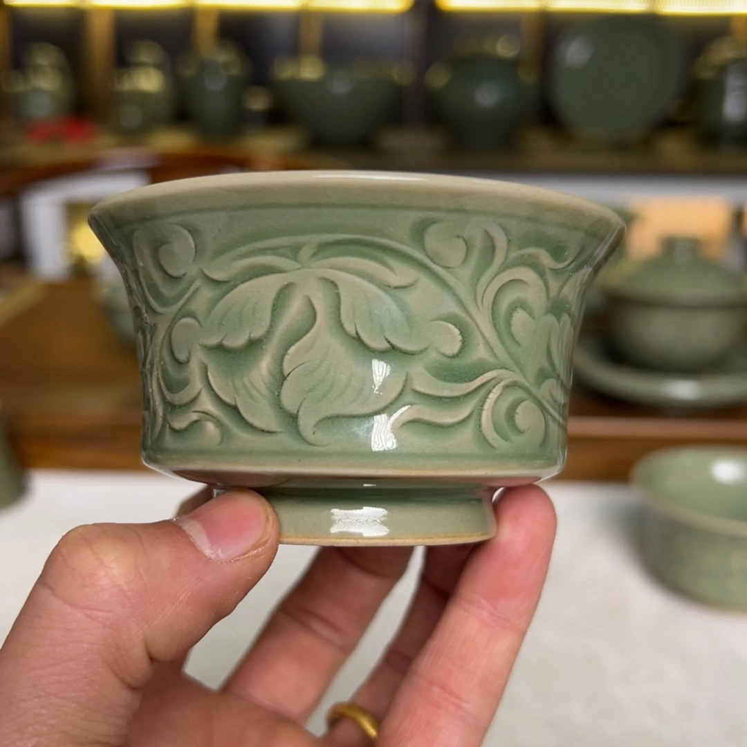 杯纯手工缠枝牡丹马蹄杯77号