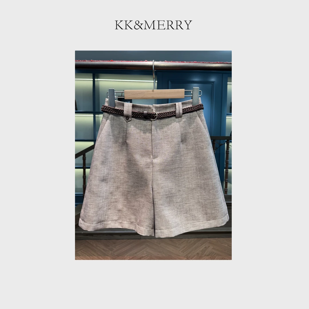 KK&MERRY百搭时尚休闲宽松显瘦高腰阔腿短裤KDBC584