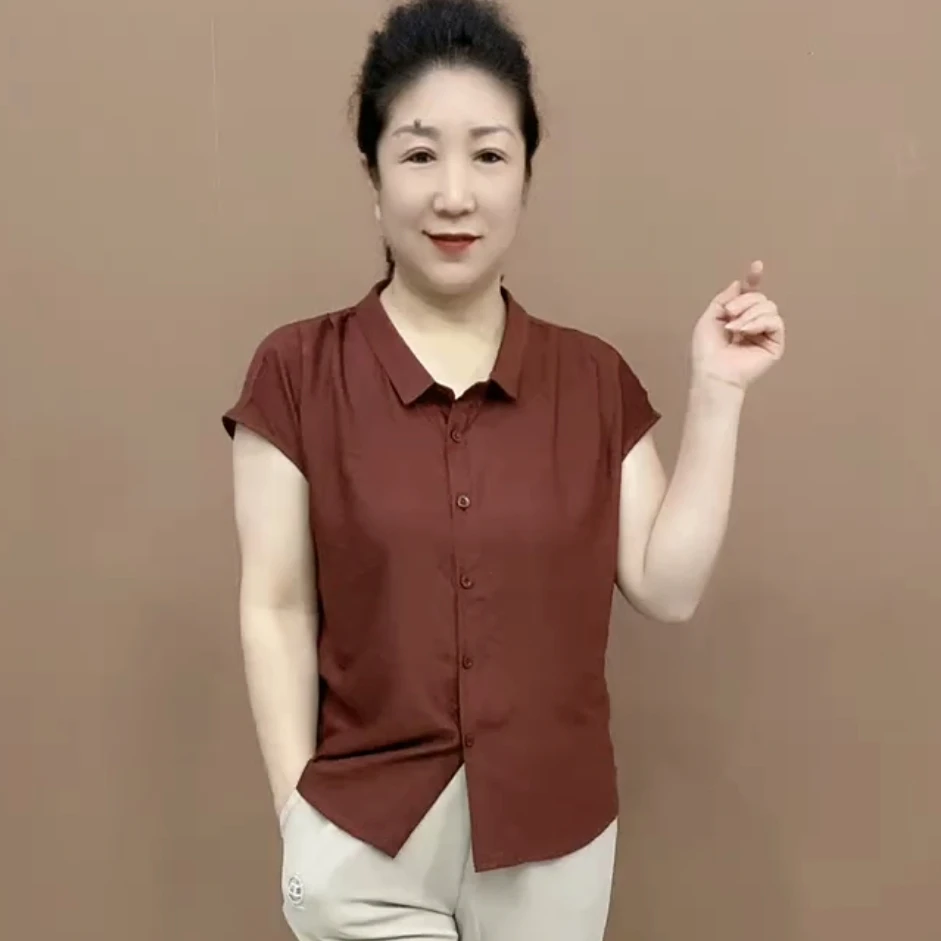 YMR气质显瘦时尚休闲夏季净版纯色翻领半袖开衫