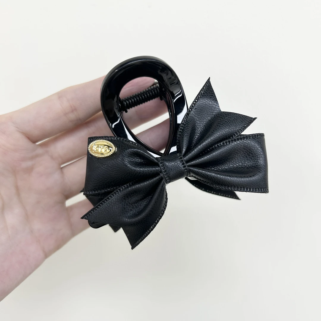 L222夕洛蝴蝶结8cm秋冬新款高级感鲨鱼抓夹韩版气质半扎盘发夹