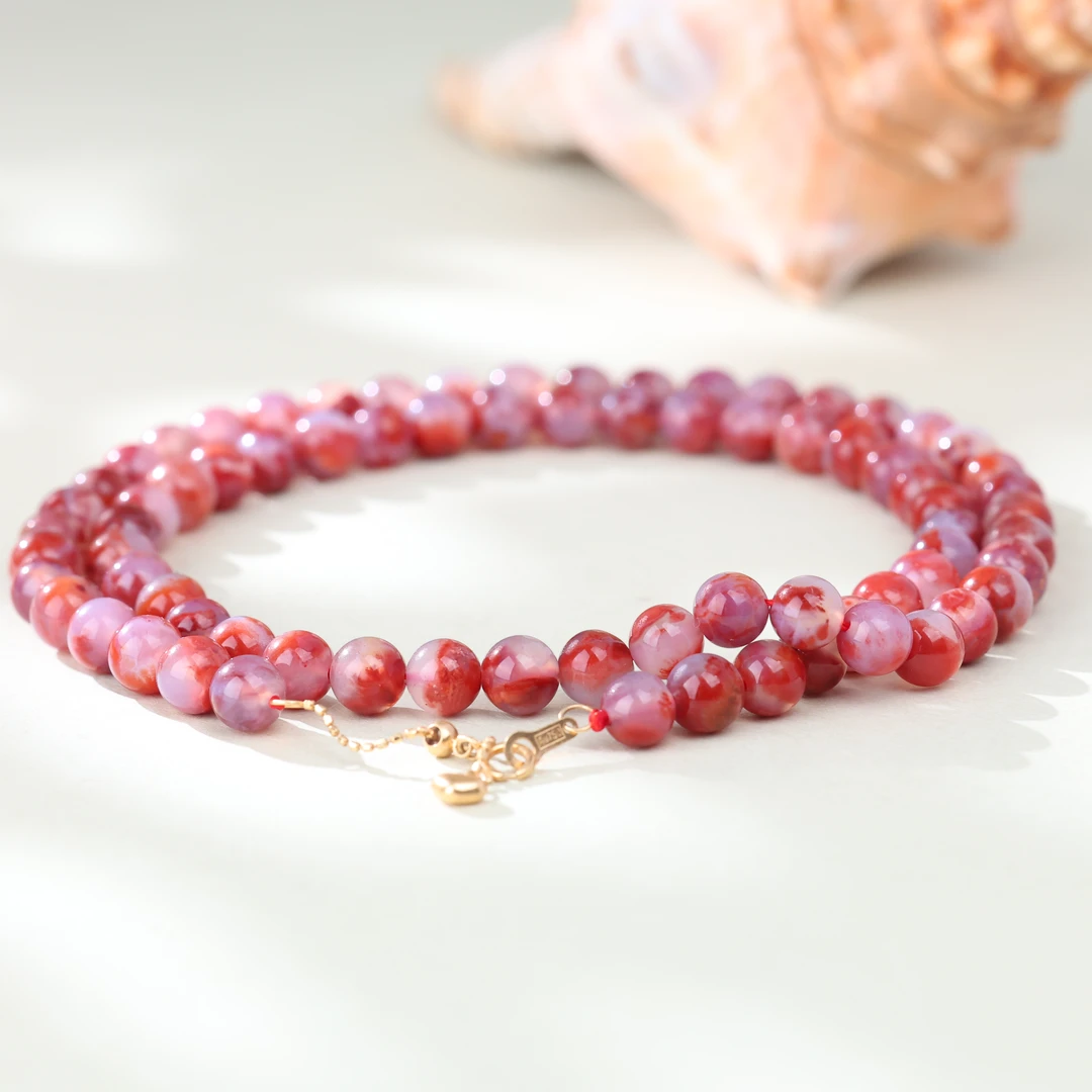 【央博玉】18k原矿南红锁骨项链-YB94720061-多样性发一|BNH2