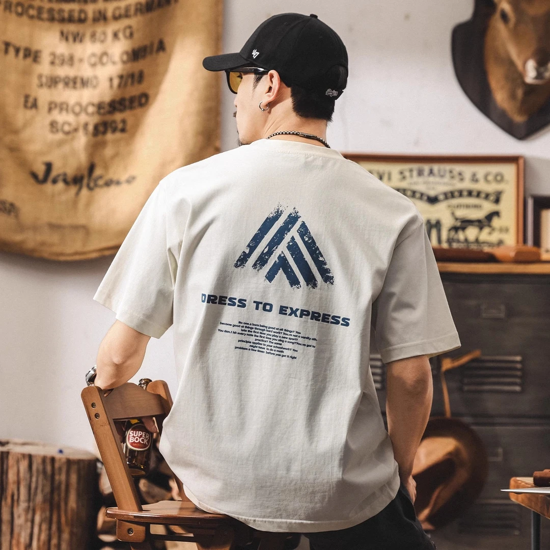 夏季男士纯棉短袖2025新款潮流t恤男装宽松半袖体恤休闲美式上衣