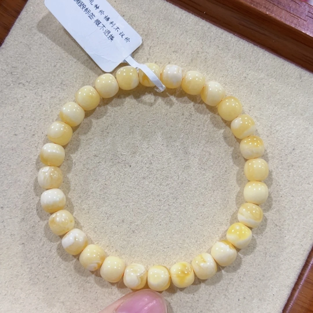 未镶嵌蜜蜡手链7m瓷白花