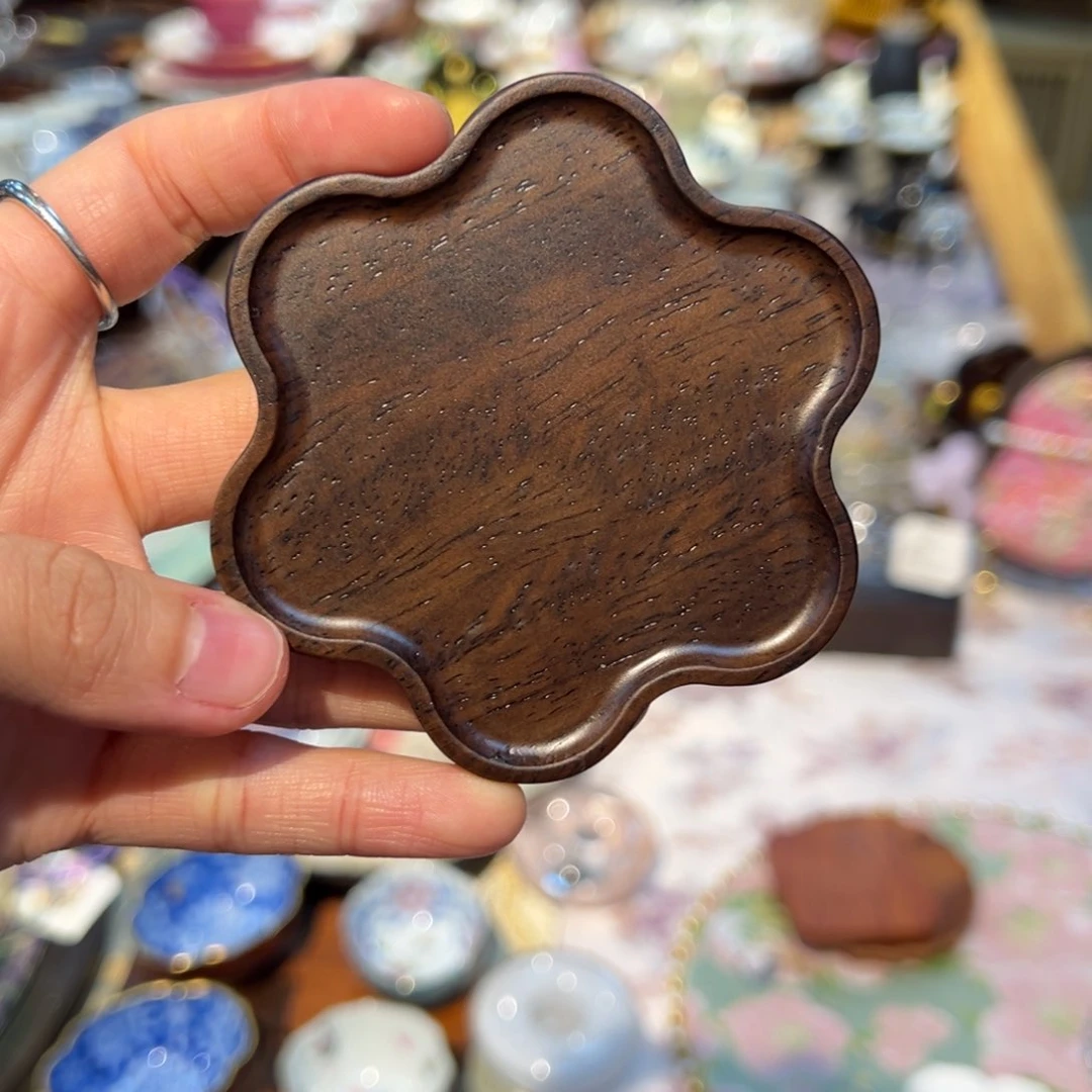 摆件特价黑檀木梅花杯垫