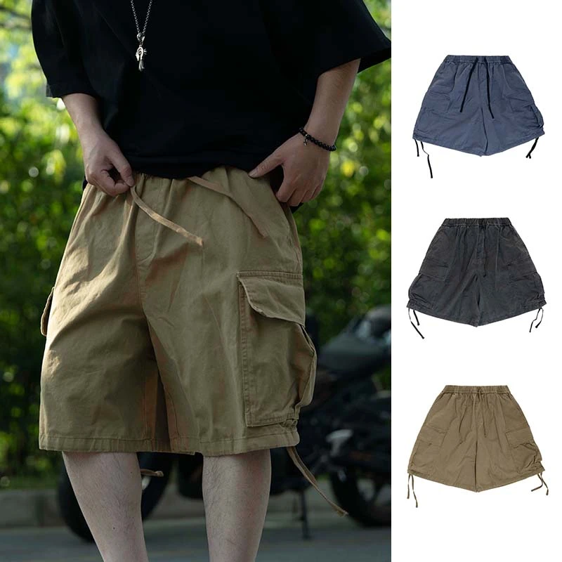 【重磅阔腿工装五分裤】高街男女款松紧腰廓形宽松潮休闲短裤25005