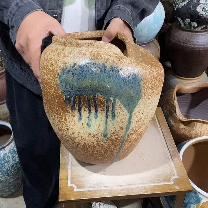 花盆紫砂口21高度28绿色………