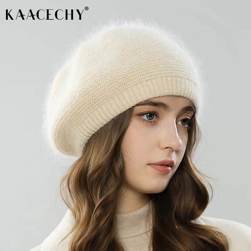 保暖兔毛针织帽子女2025新款爆款洋气优雅舒适毛绒质感护耳包头帽