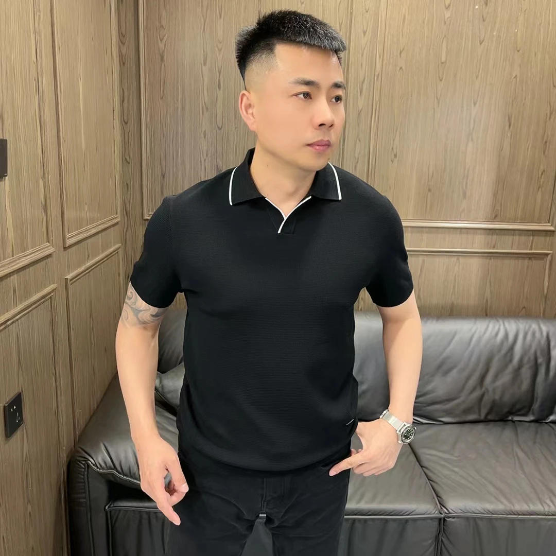 缇瑞 布鲁特TRX2524J 男士高级高端轻奢商务休闲简约翻领撞色短袖