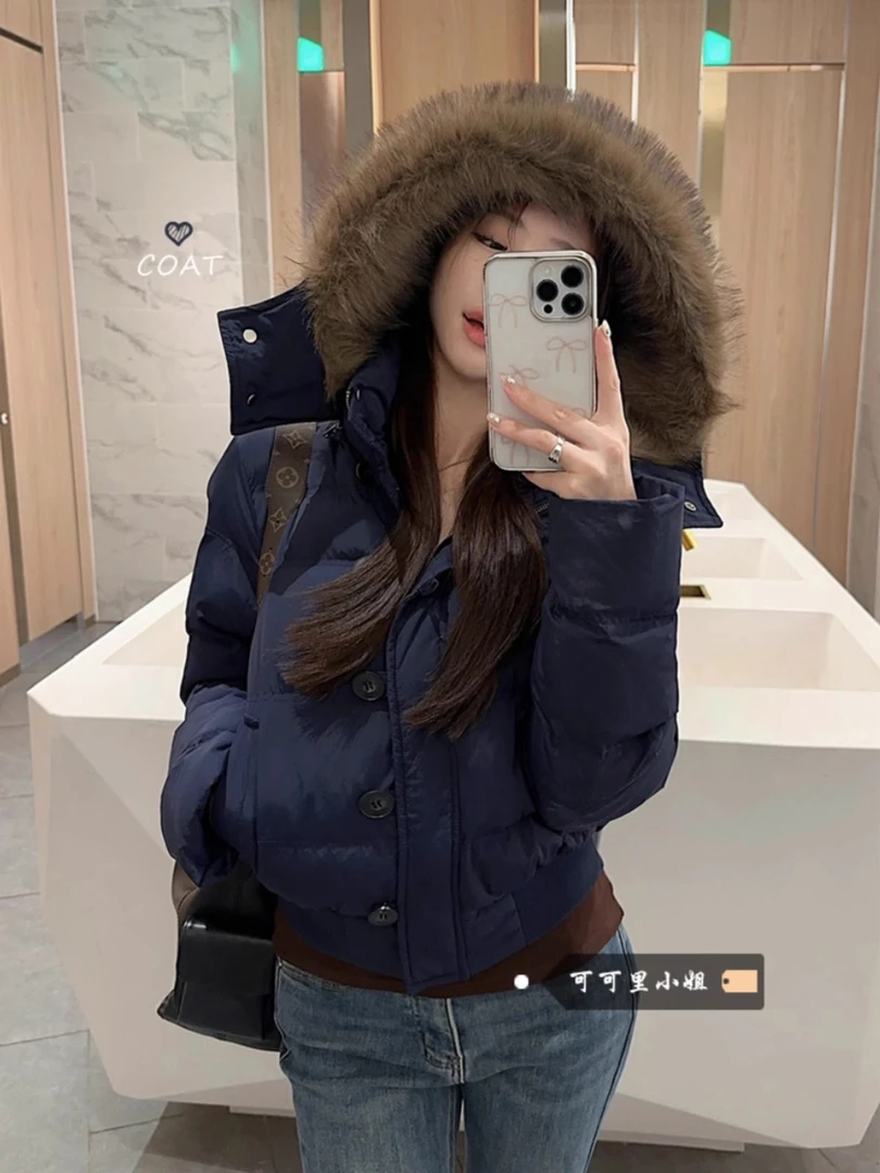 泡芙羽绒棉服女棉衣2025冬季新款学生连帽宽松面包服加厚棉袄951