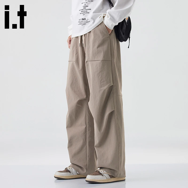 i.t:CHOCOOLATE褶皱休闲裤男士2025秋冬季新款复古百搭户外直筒裤