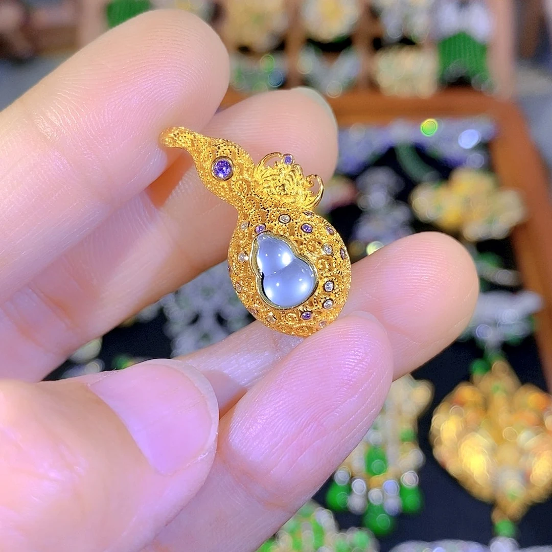 吊坠(不含链)银S925镶嵌翡翠