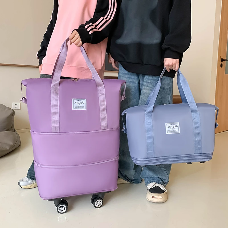 双层扩展短途大容量出差行李包登机万向轮旅行包待产收纳包外贸